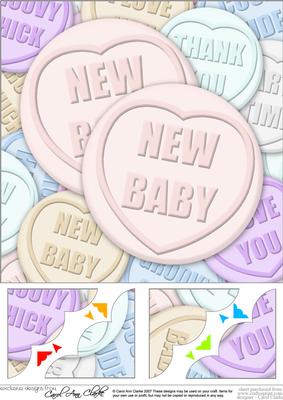 8 x 8 New Baby Sweet Heart Scalloped Corner Topper