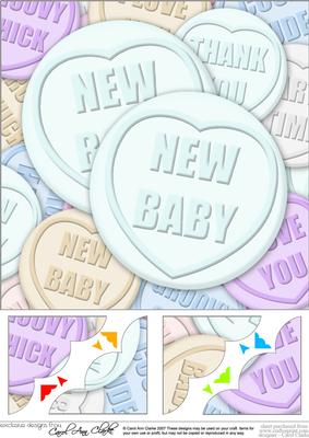 8 x 8 New Baby Sweet Heart Scalloped Corner Topper