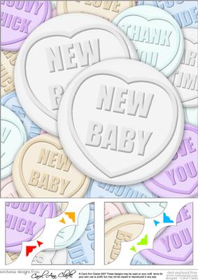 8 x 8 New Baby Sweet Heart Scalloped Corner Topper