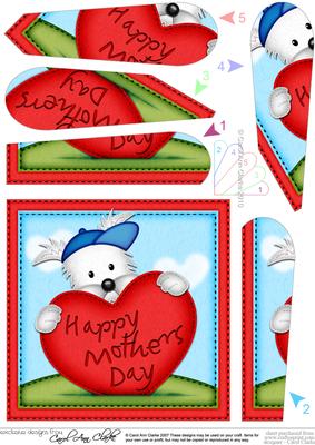 Westie Dog Mothers Day Heart Fan Pyramage Topper
