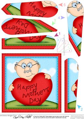 Old Man Bert Mothers Day Heart Fan Pyramage Topper