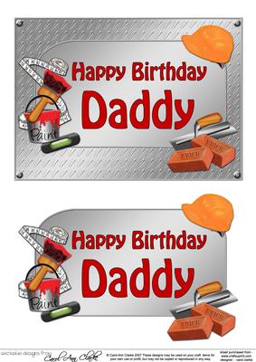 5x7 Birthday Daddy Handyman Tools 3D Decoupage