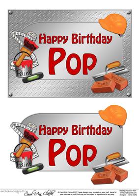 5x7 Birthday Pop Handyman Tools 3D Decoupage