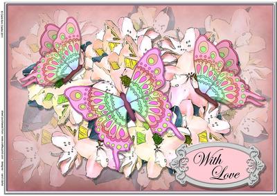A4 with Love Flowers N Butterfly Card Topper