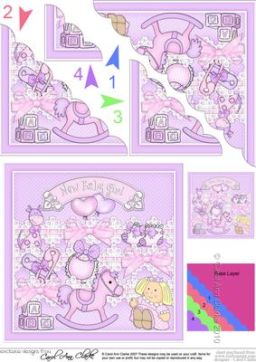New Baby Girl Scallop Corner Side Stacker Topper
