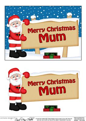 Xmas Mum Santa Signpost 5x7 Easicut Decoupage