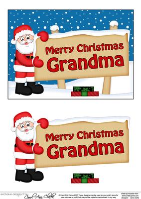 Xmas Grandma Santa Signpost 5x7 Easicut Decoupage