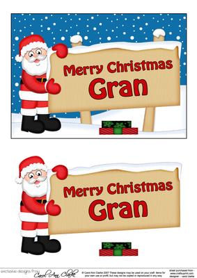 Xmas Gran Santa Signpost 5x7 Easicut Decoupage