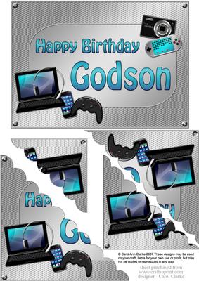 5x7 Gadgets N Gizmos Birthday Godson Scallop Corner