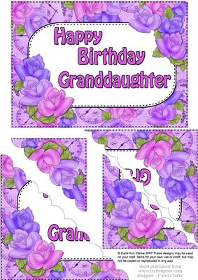 5x7 Time for Roses Birthday Granddaughter Scallop Corner