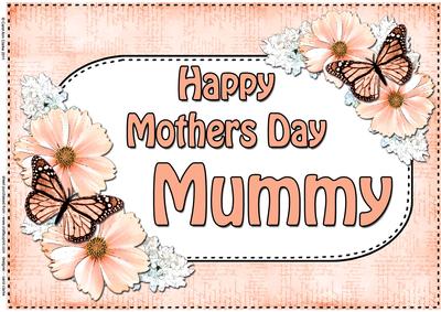 A4 Mothers Day Mummy Flowers & Butterflies Card Topper