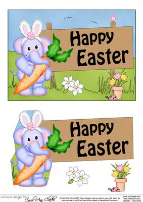 5x7 Lola Elephant Easter Easicut 3D Decoupage