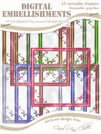 Pretty Rose Square 'metallic Frame' Digital Embellishments
