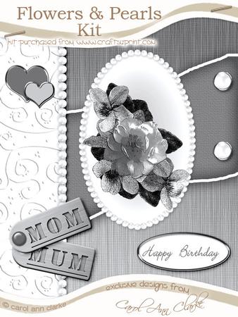 Flowers and Pearls in Jet Kit with Step by Step Decoupage