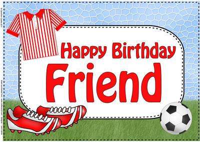 A4 Birthday Friend Football Card Topper