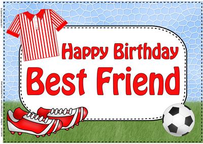 A4 Birthday Best Friend Football Card Topper