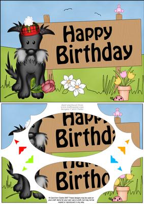 A5 Scottie Dog Birthday Scallop Corners and Pyramage