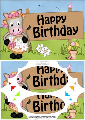 A5 Gigi Horse Birthday Scallop Corners and Pyramage