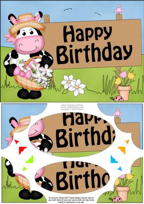 A5 Milly Moo Cow Birthday Scallop Corners and Pyramage