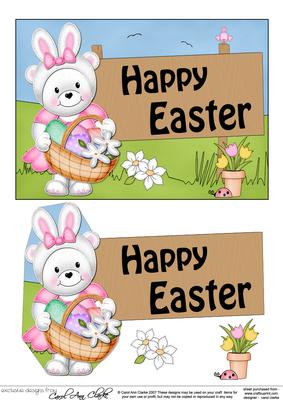 5x7 Teddy Tess Easter Easicut 3D Decoupage
