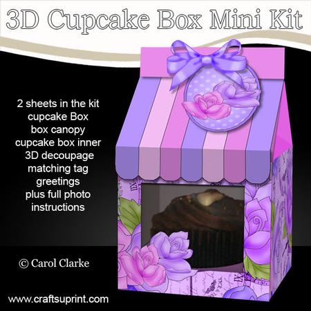 3D Time for Roses Milk Carton Cupcake or Treat Box Mini Kit