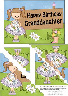 5x7 Girlz Liz Birthday Granddaughter Scallop Corner