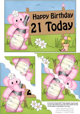 5x7 Lola Elephant Birthday 21 Todayscallop Corner