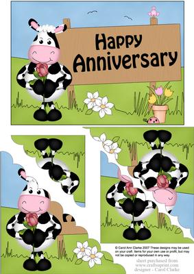 5x7 Milly Moo Cow Anniversary Scallop Corner
