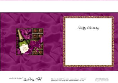 Birthday Champers Chocs N Roses Matching Insert Square Lands