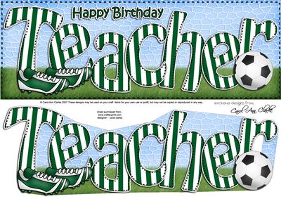 Large Dl Birthday Teacher Football 3D Decoupage