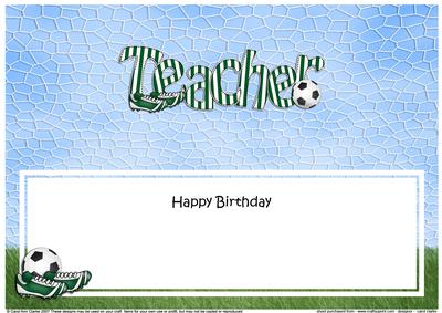 Birthday Teacher Football Large Dl Matching Insert