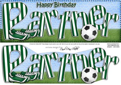 Large Dl Birthday Partner Football 3D Decoupage