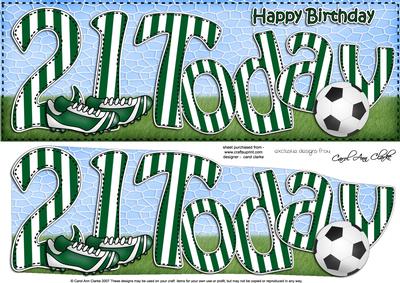 Large Dl Birthday 21 Today Football 3D Decoupage