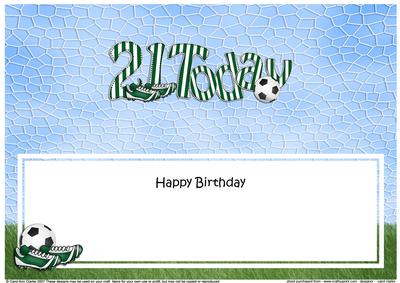 Birthday 21 Today Football Large Dl Matching Insert