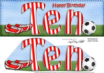 Large Dl Birthday Ten Football 3D Decoupage