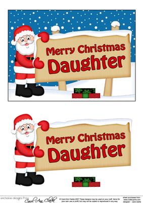 Xmas Daughter Santa Signpost 5x7 Easicut Decoupage