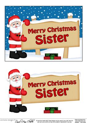 Xmas Sister Santa Signpost 5x7 Easicut Decoupage