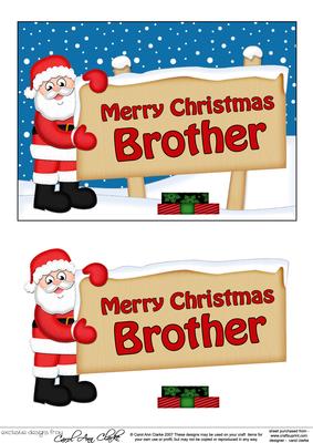 Xmas Brother Santa Signpost 5x7 Easicut Decoupage
