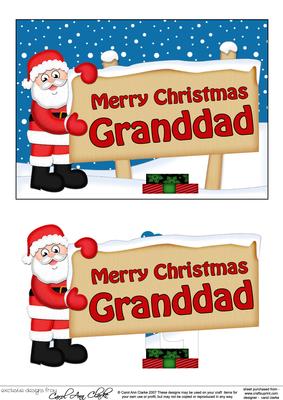 Xmas Granddad Santa Signpost 5x7 Easicut Decoupage