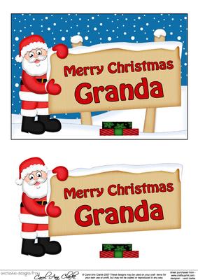 Xmas Granda Santa Signpost 5x7 Easicut Decoupage
