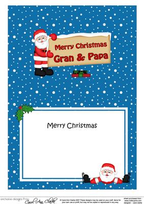 Xmas Gran & Papa Santa Signpost 5x7 Matching Insert