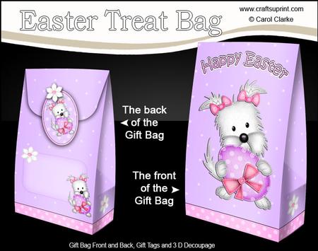 3D Easter Westie Dog Gift Bag Mini Kit