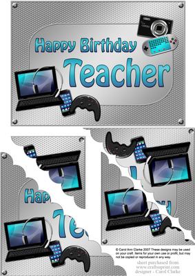 5x7 Gadgets N Gizmos Birthday Teacher Scallop Corner