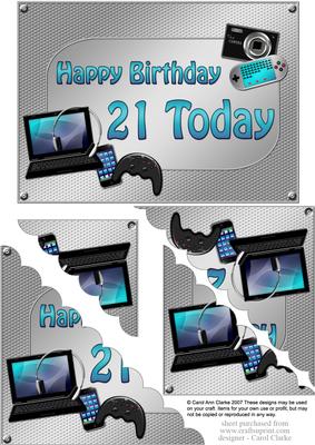 5x7 Gadgets N Gizmos Birthday 21 Today Scallop Corner