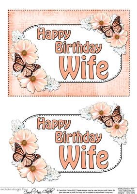 5x7 Birthday Wife Flowers & Butterflies 3D Decoupage