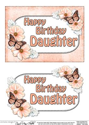5x7 Birthday Daughter Flowers & Butterflies 3D Decoupage