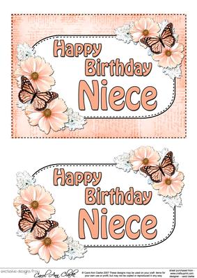 5x7 Birthday Niece Flowers & Butterflies 3D Decoupage