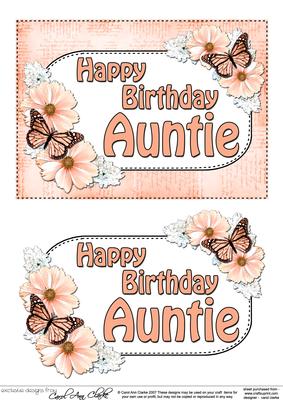 5x7 Birthday Auntie Flowers & Butterflies 3D Decoupage
