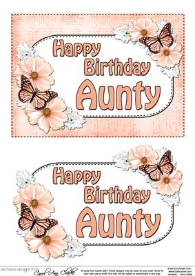 5x7 Birthday Aunty Flowers & Butterflies 3D Decoupage