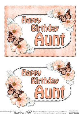 5x7 Birthday Aunt Flowers & Butterflies 3D Decoupage